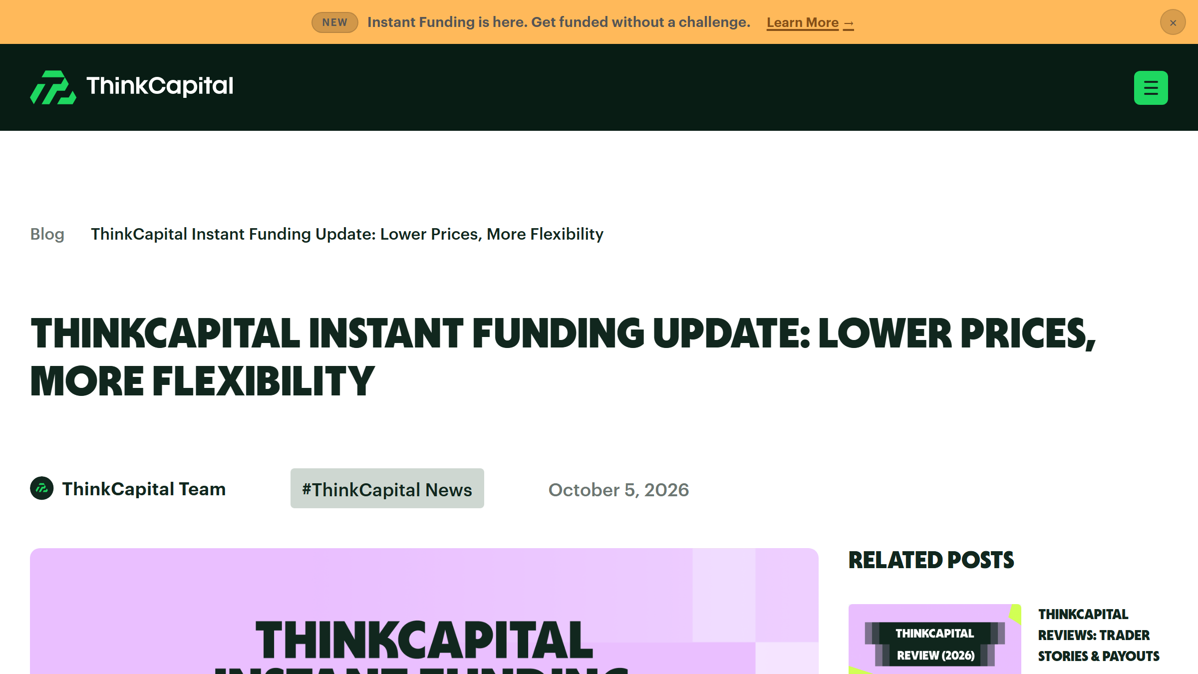 ThinkCapital公式ブログのBolt見直しの告知画面